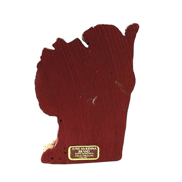 Vintage Folk Art Style Santa Claus Flat Back Figurine June McKenna 1985 Signed - Picture 4 of 6